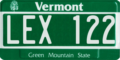 VT license plate LEX122