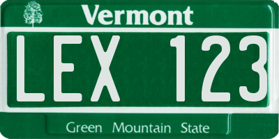 VT license plate LEX123