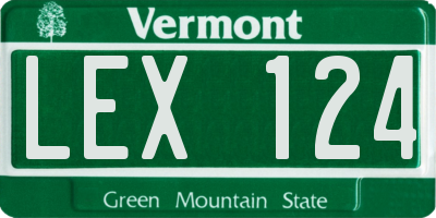 VT license plate LEX124