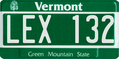 VT license plate LEX132