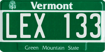 VT license plate LEX133