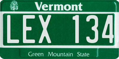 VT license plate LEX134