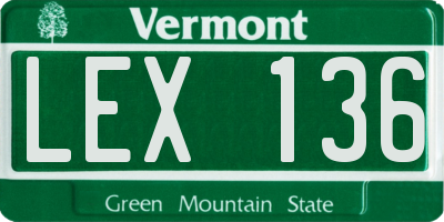 VT license plate LEX136