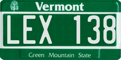 VT license plate LEX138