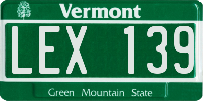 VT license plate LEX139