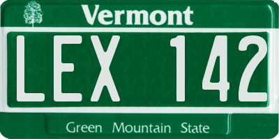 VT license plate LEX142