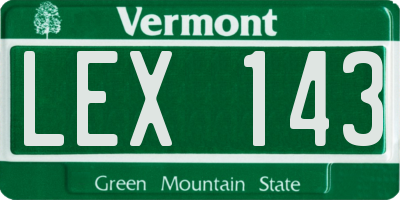 VT license plate LEX143