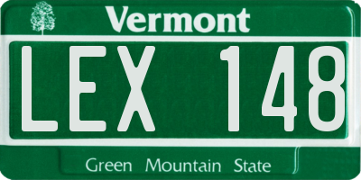VT license plate LEX148