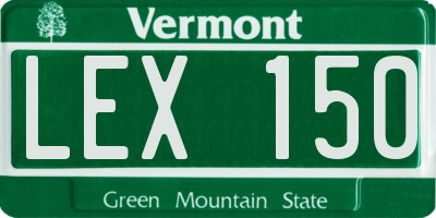 VT license plate LEX150