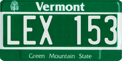 VT license plate LEX153