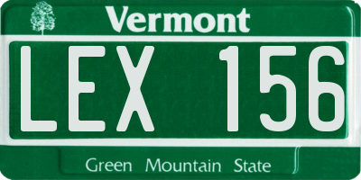 VT license plate LEX156