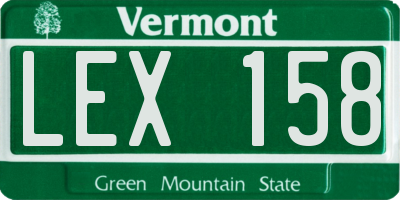 VT license plate LEX158