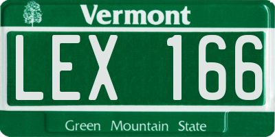 VT license plate LEX166