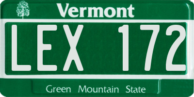 VT license plate LEX172