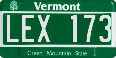 VT license plate LEX173