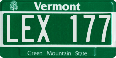 VT license plate LEX177