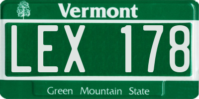 VT license plate LEX178