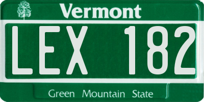 VT license plate LEX182
