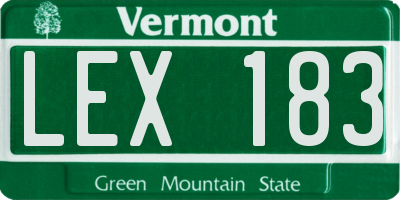VT license plate LEX183