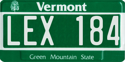 VT license plate LEX184