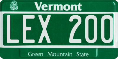 VT license plate LEX200