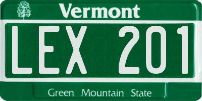 VT license plate LEX201