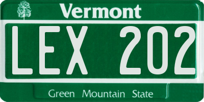 VT license plate LEX202