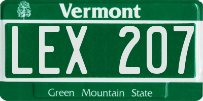 VT license plate LEX207