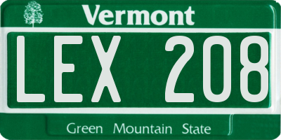 VT license plate LEX208