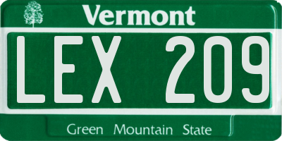 VT license plate LEX209