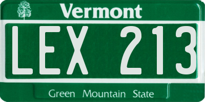 VT license plate LEX213