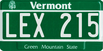 VT license plate LEX215