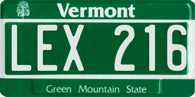 VT license plate LEX216