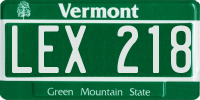 VT license plate LEX218