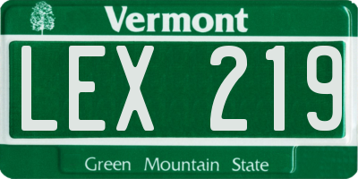 VT license plate LEX219