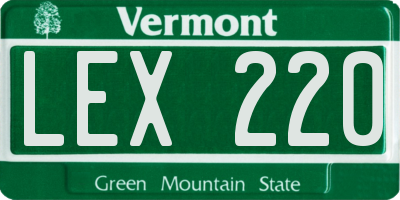 VT license plate LEX220