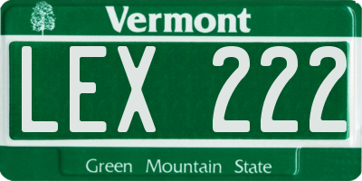 VT license plate LEX222
