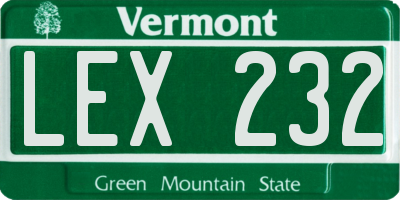 VT license plate LEX232