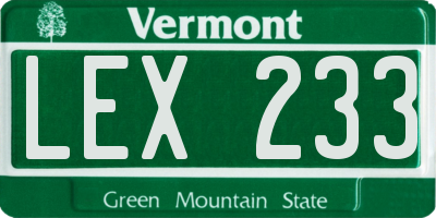 VT license plate LEX233