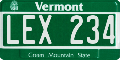 VT license plate LEX234