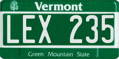 VT license plate LEX235