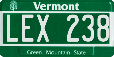 VT license plate LEX238