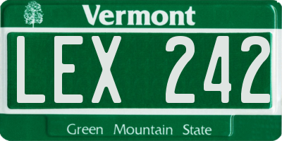 VT license plate LEX242