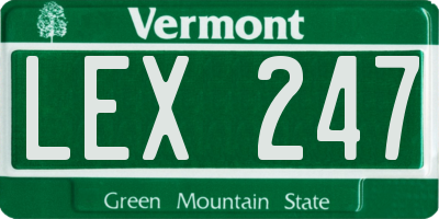 VT license plate LEX247