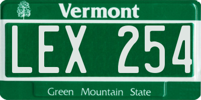 VT license plate LEX254