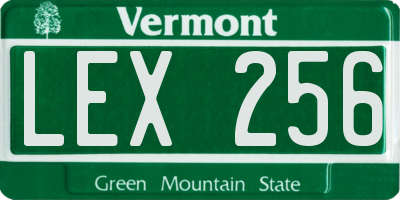 VT license plate LEX256