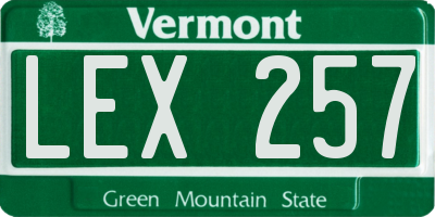 VT license plate LEX257
