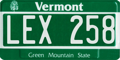 VT license plate LEX258
