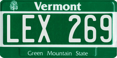 VT license plate LEX269