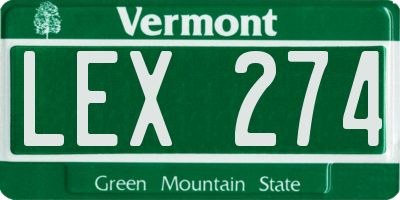 VT license plate LEX274